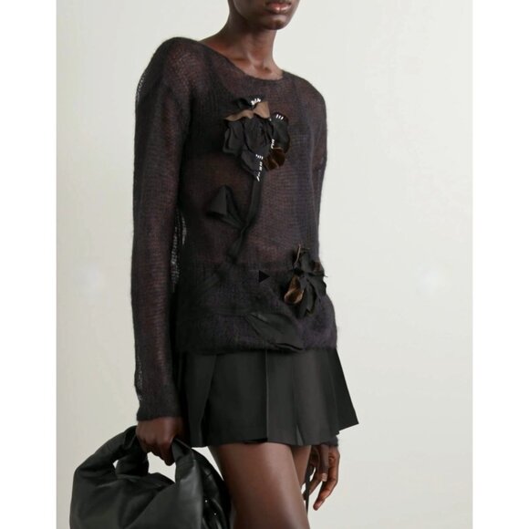 MARNI flower-patch mohair open-knit sweater Size 38 IT, S/XS US NEW - Picture 14 of 16